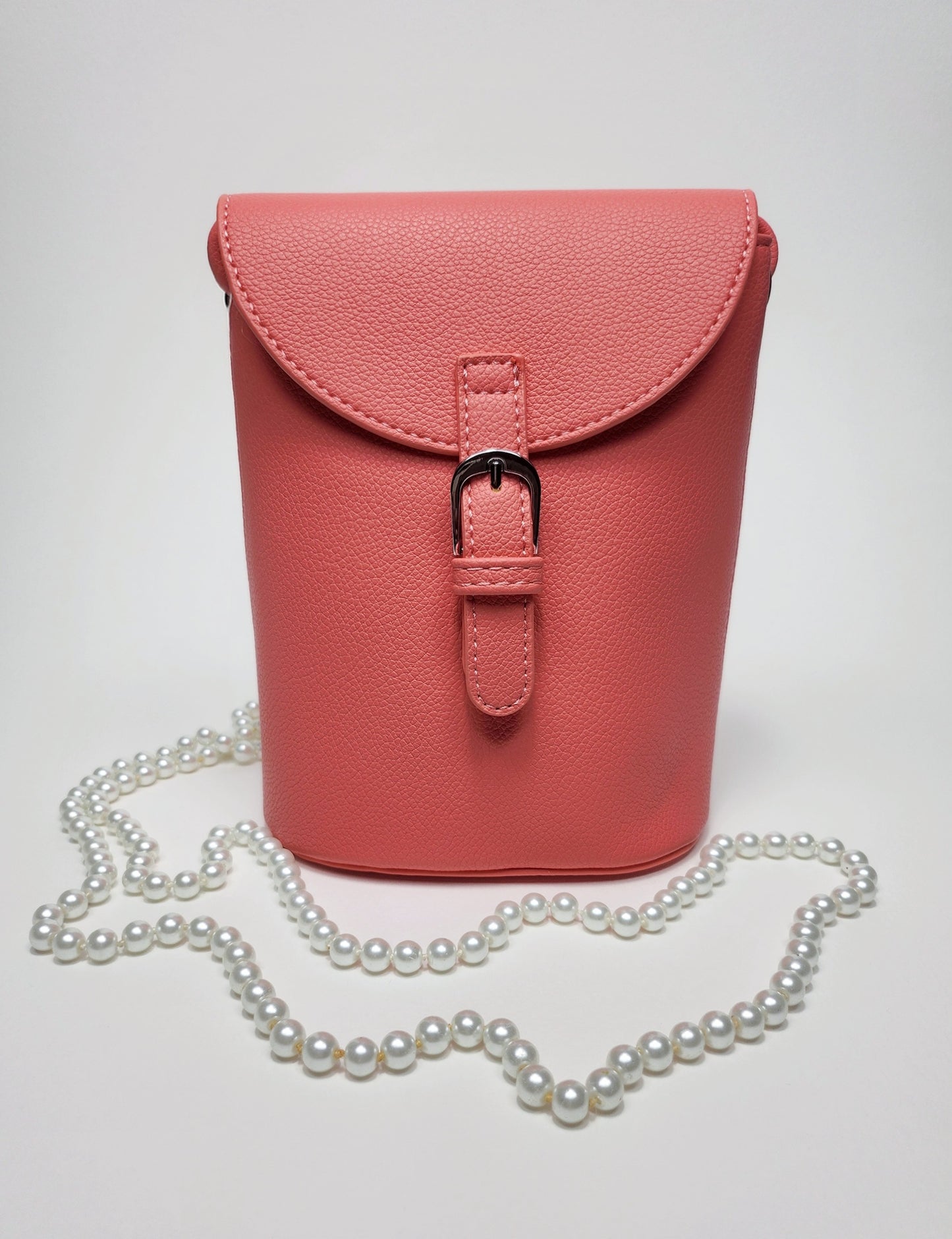 Coral Pink Eze Leather Crossbody Bag