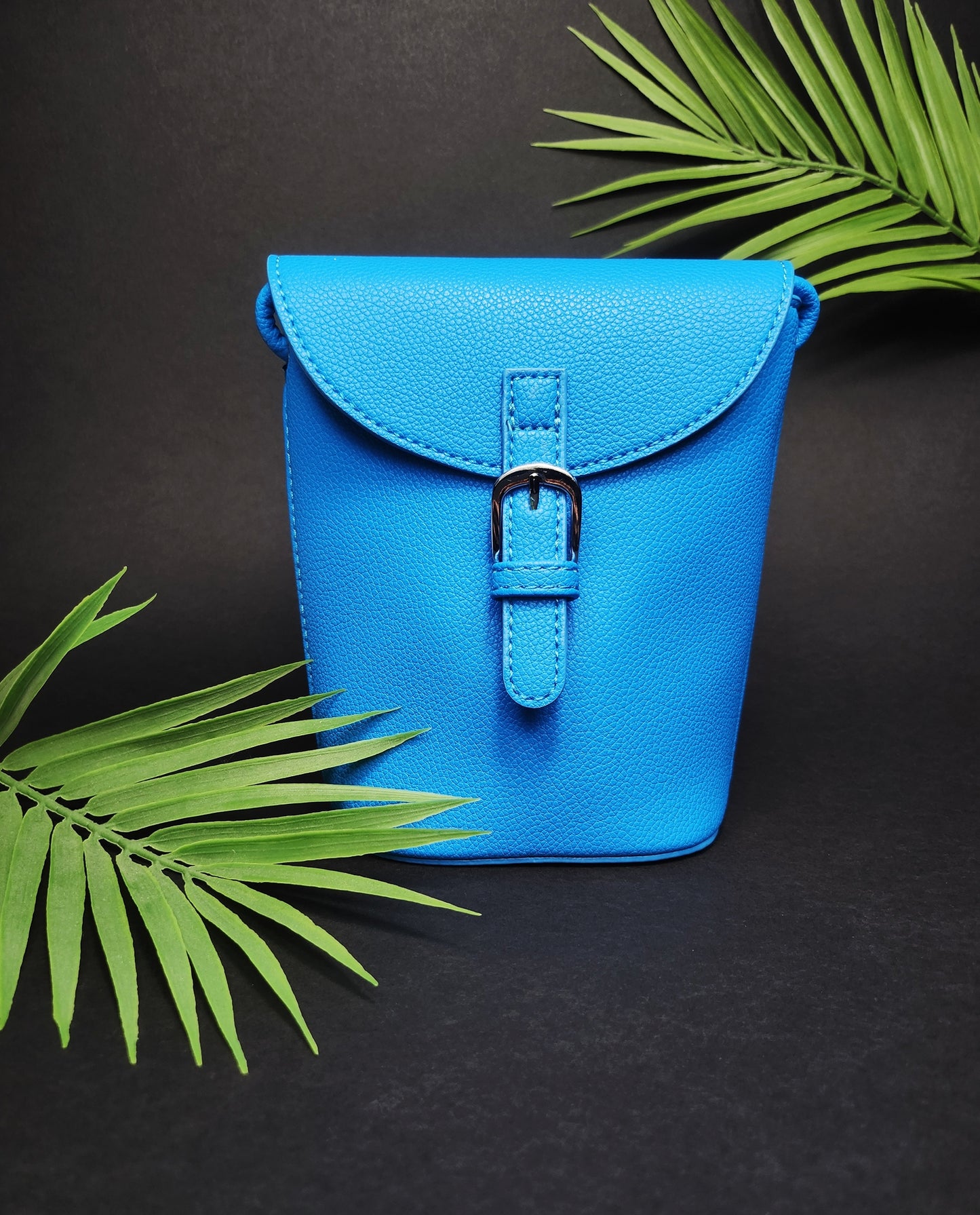 Sky Blue Eze Leather Crossbody Bag