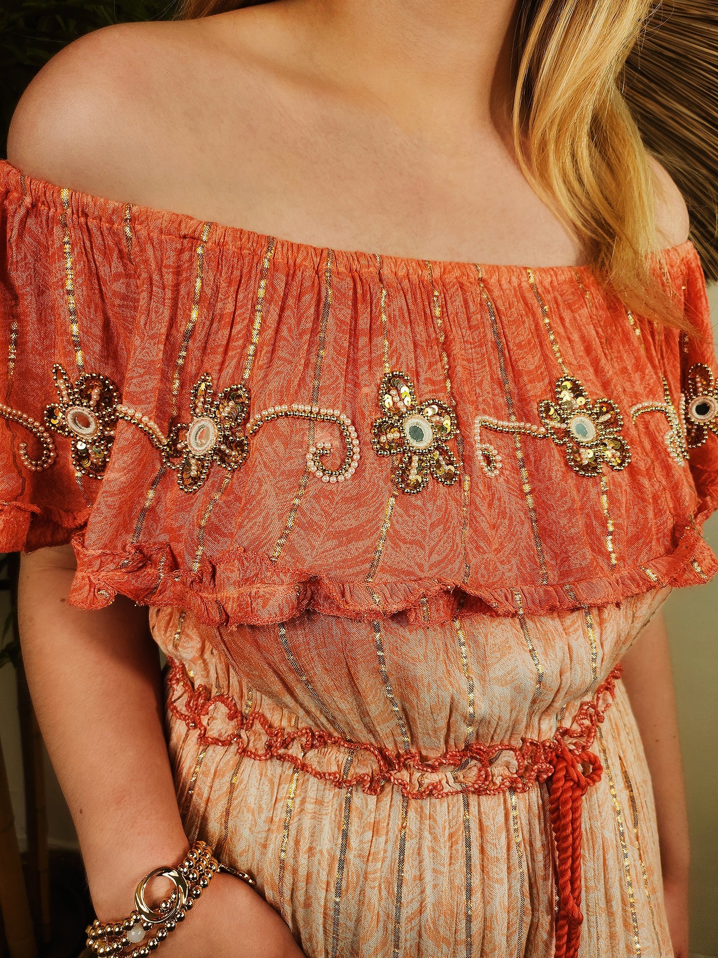 Dark Coral Ombre Bohemian Dress