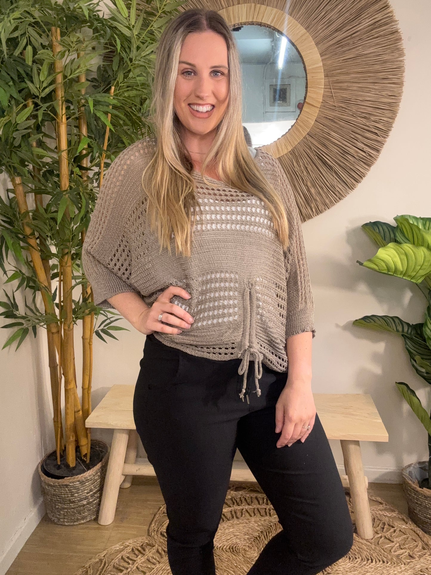 Side Tie Shrug Latte