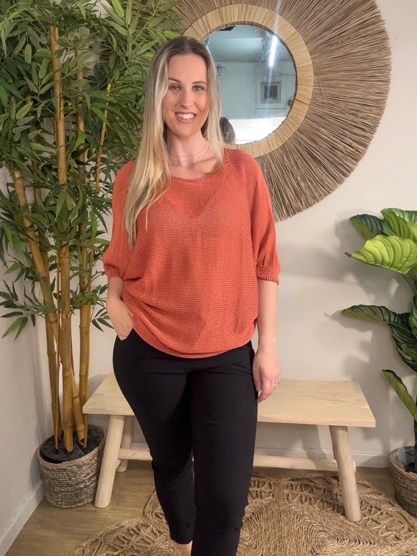 Daisy Back Mesh Jumper Coral