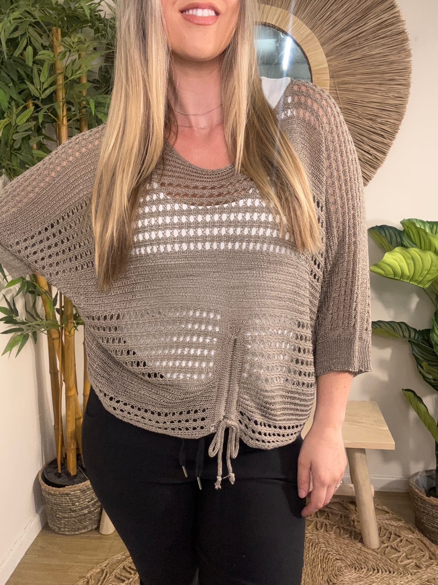 Side Tie Shrug Latte
