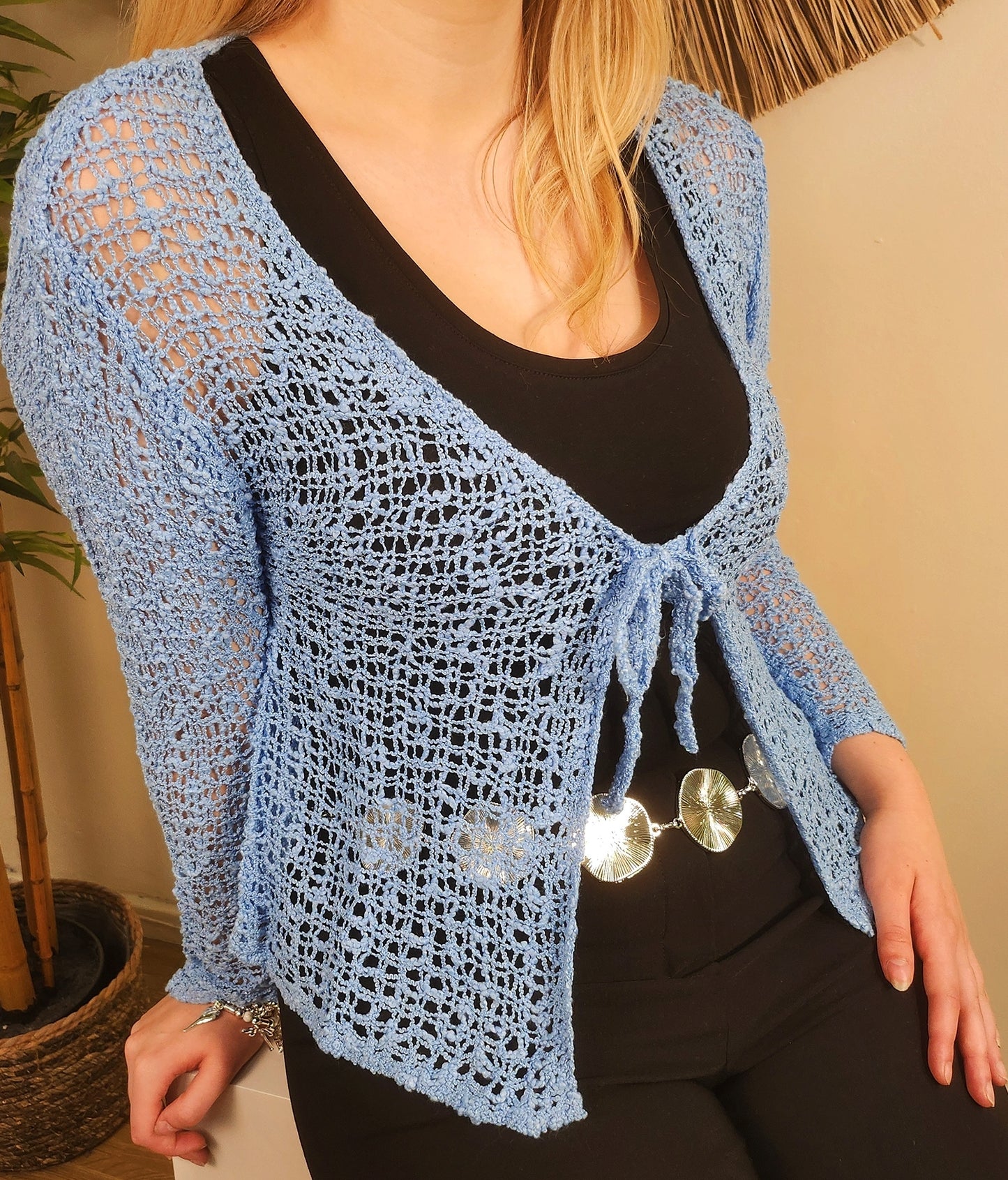 Popcorn Cardigan Sky Blue