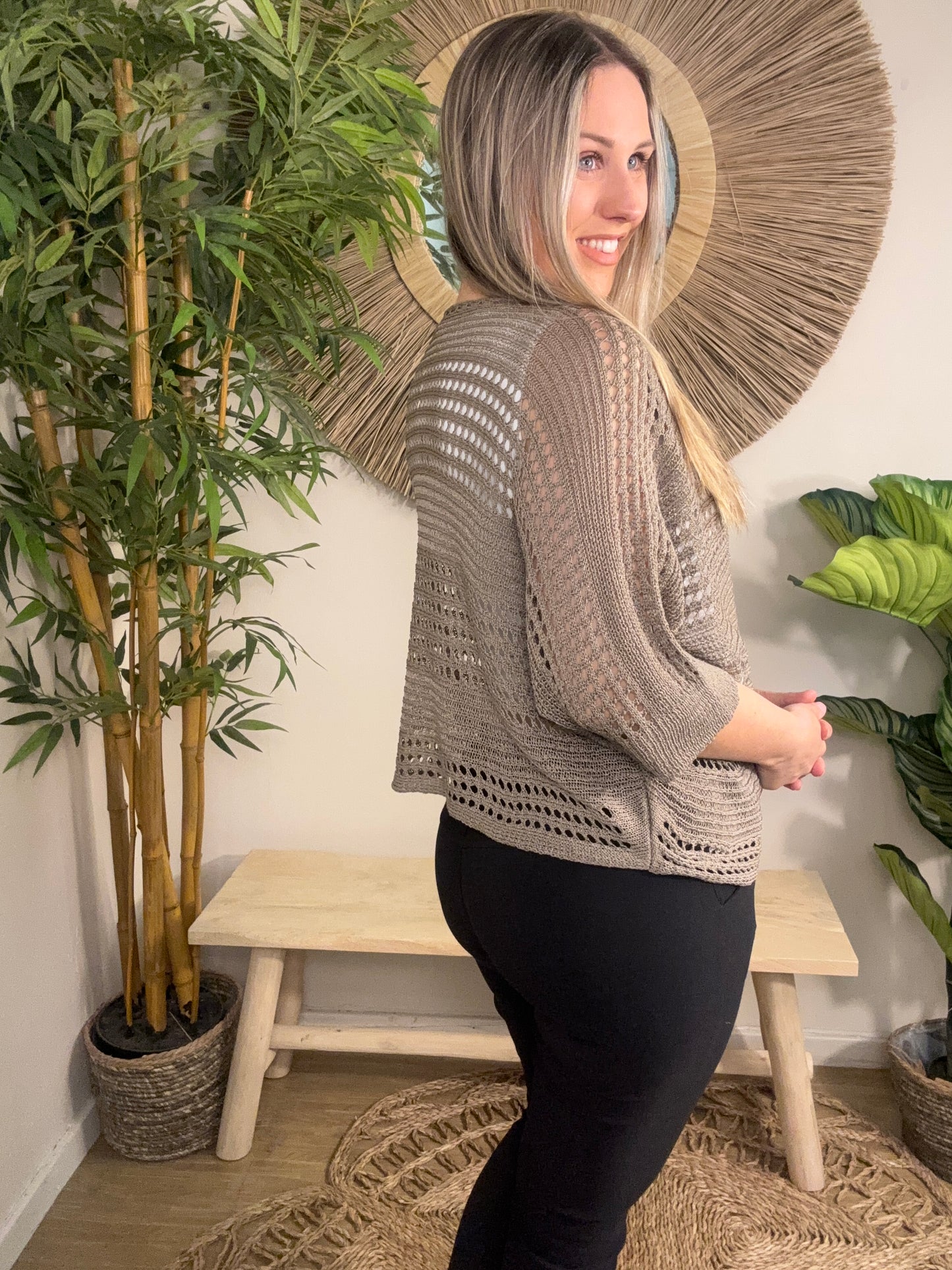Side Tie Shrug Latte