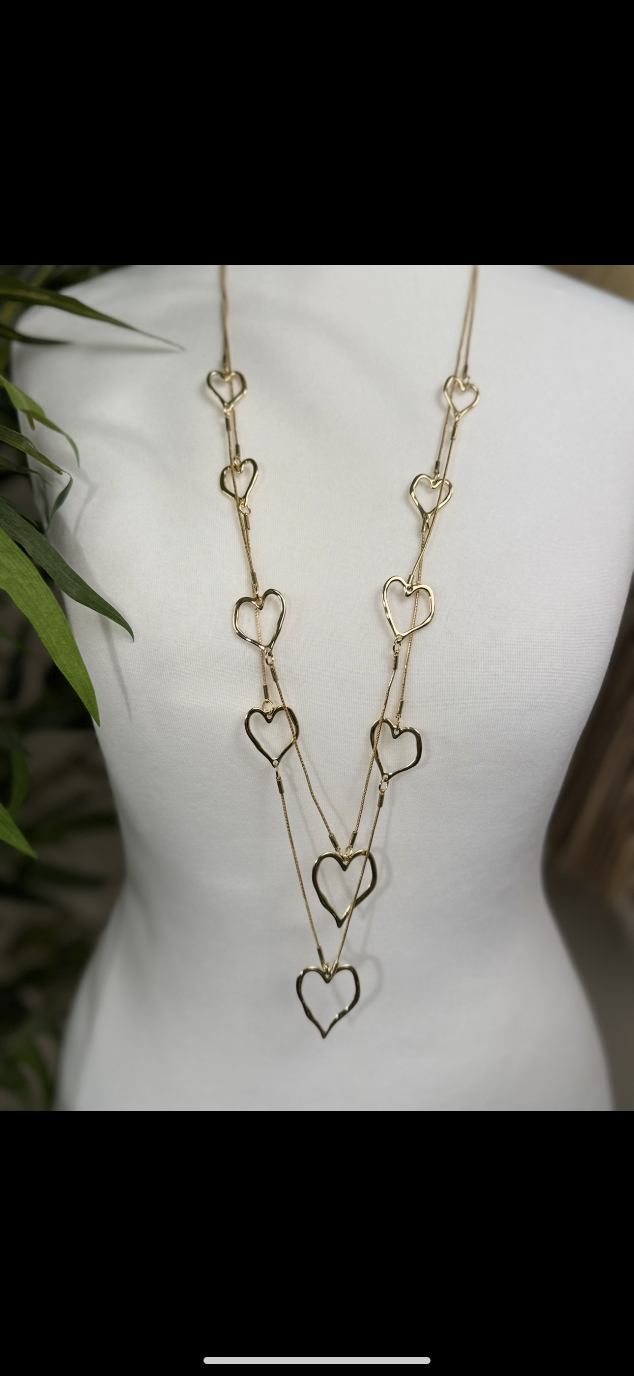 Heart Waterfall Necklace Gold