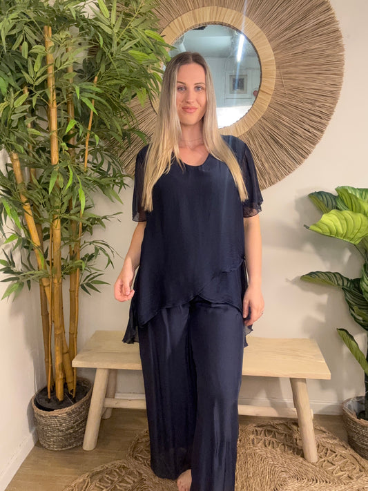 Lisse Silky Top   Navy