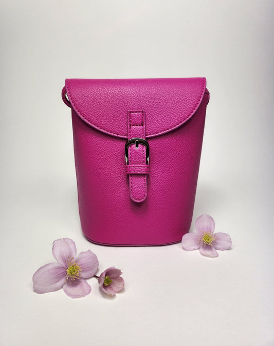Fuchsia Pink Eze Leather Crossbody Bag