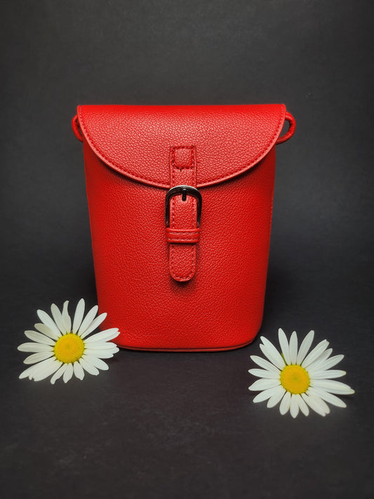Scarlet Red Eze Leather Crossbody Bag