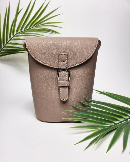 Taupe Eze Leather Crossbody Bag