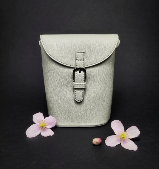 Silver Grey Eze Leather Crossbody Bag
