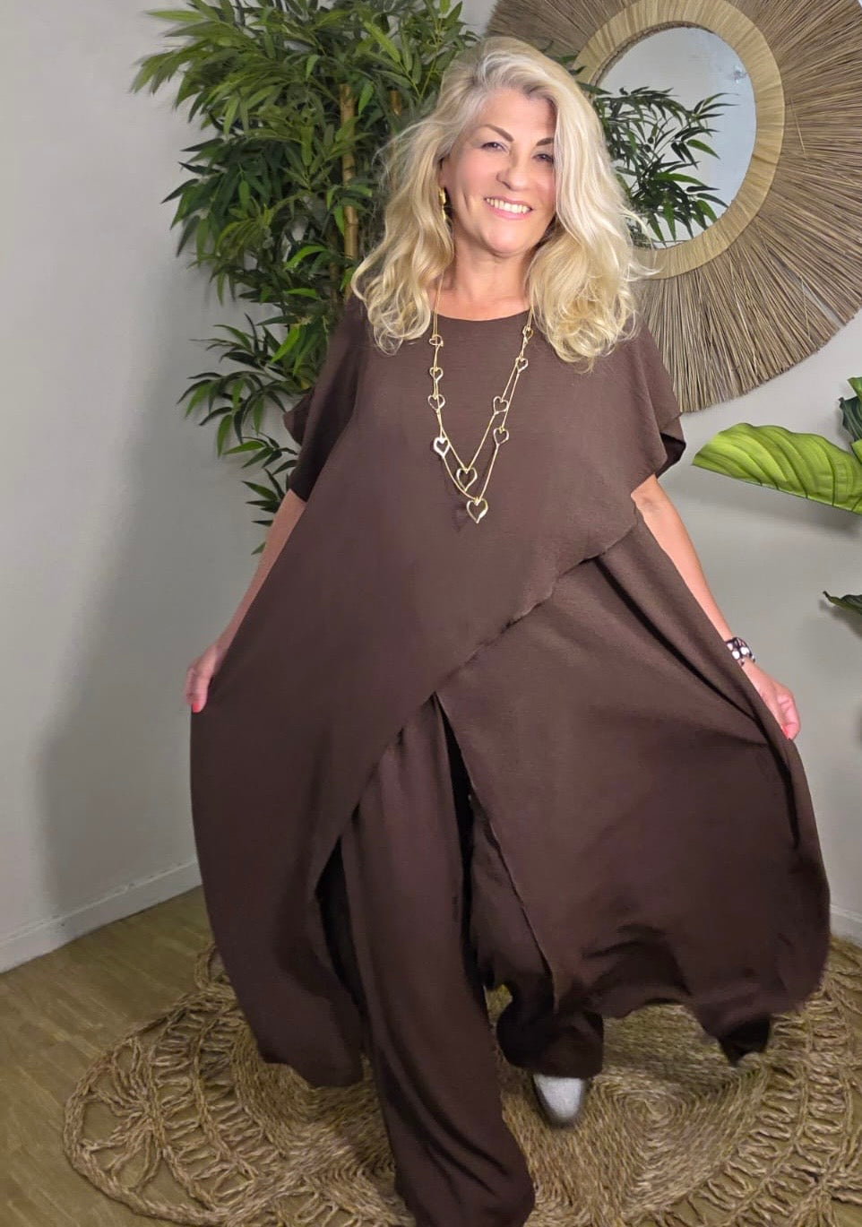 Isla Two Piece Set   Brown