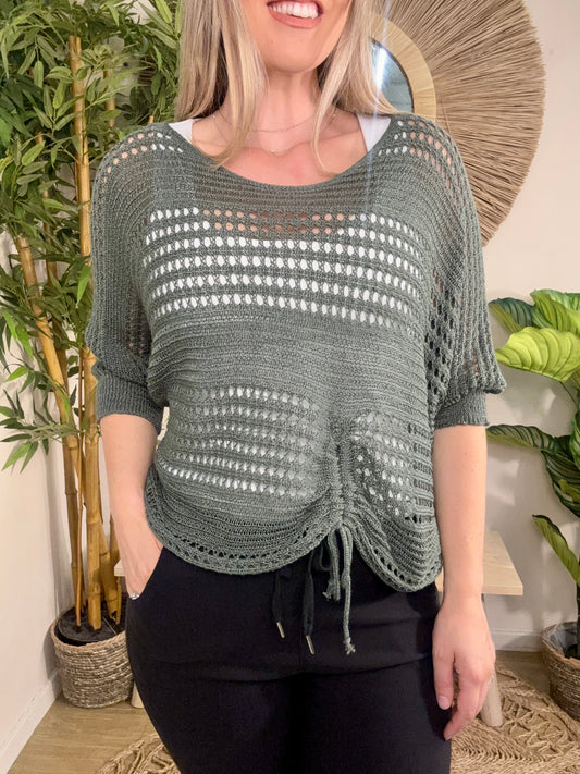 Side Tie Shrug Khaki