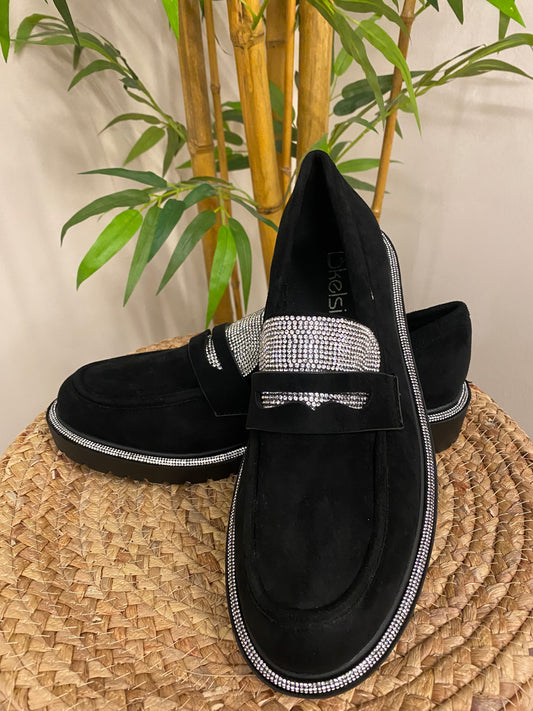 Black sparkle loafer