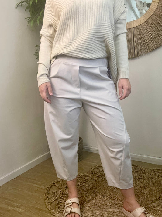 Pleat Front Trousers Cream