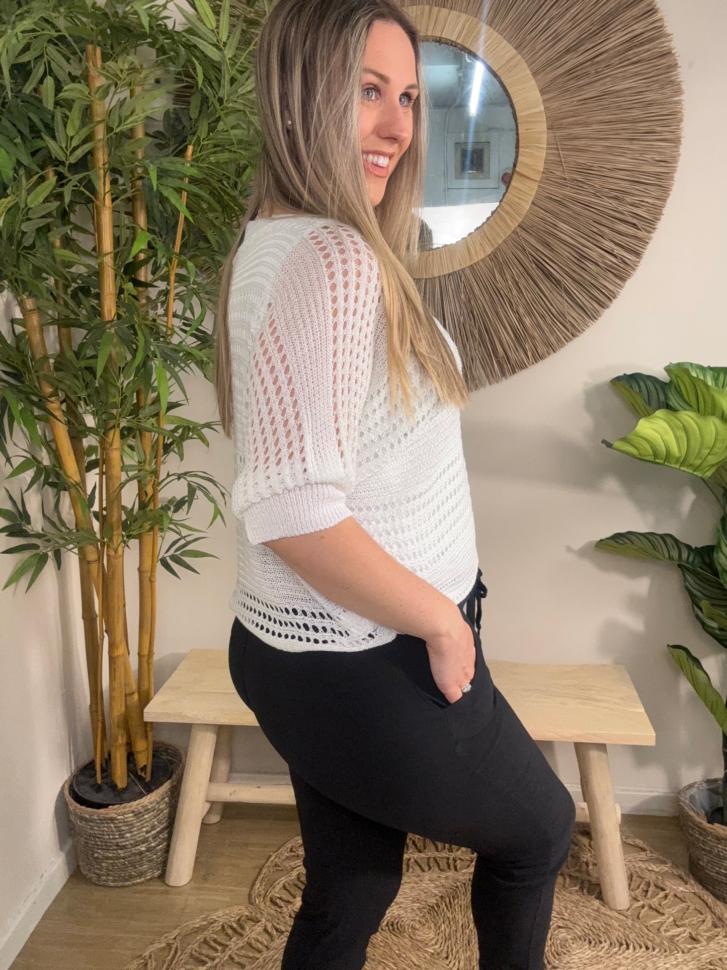 Side Tie Shrug   White