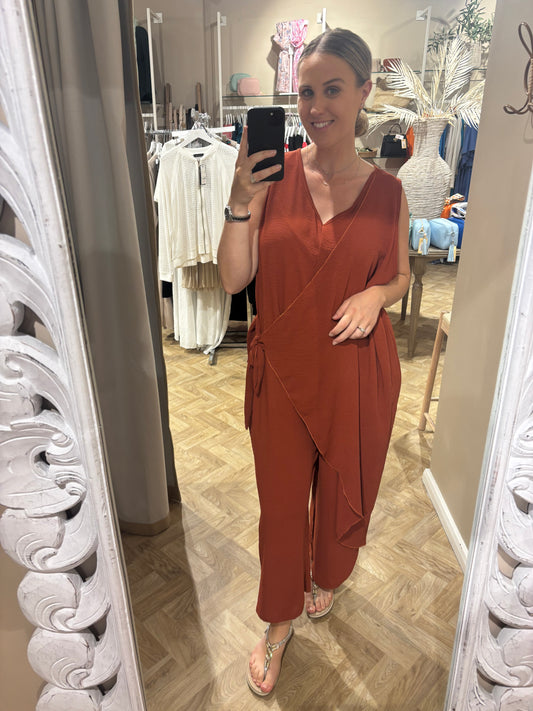 Wrap Jumpsuit  Rust