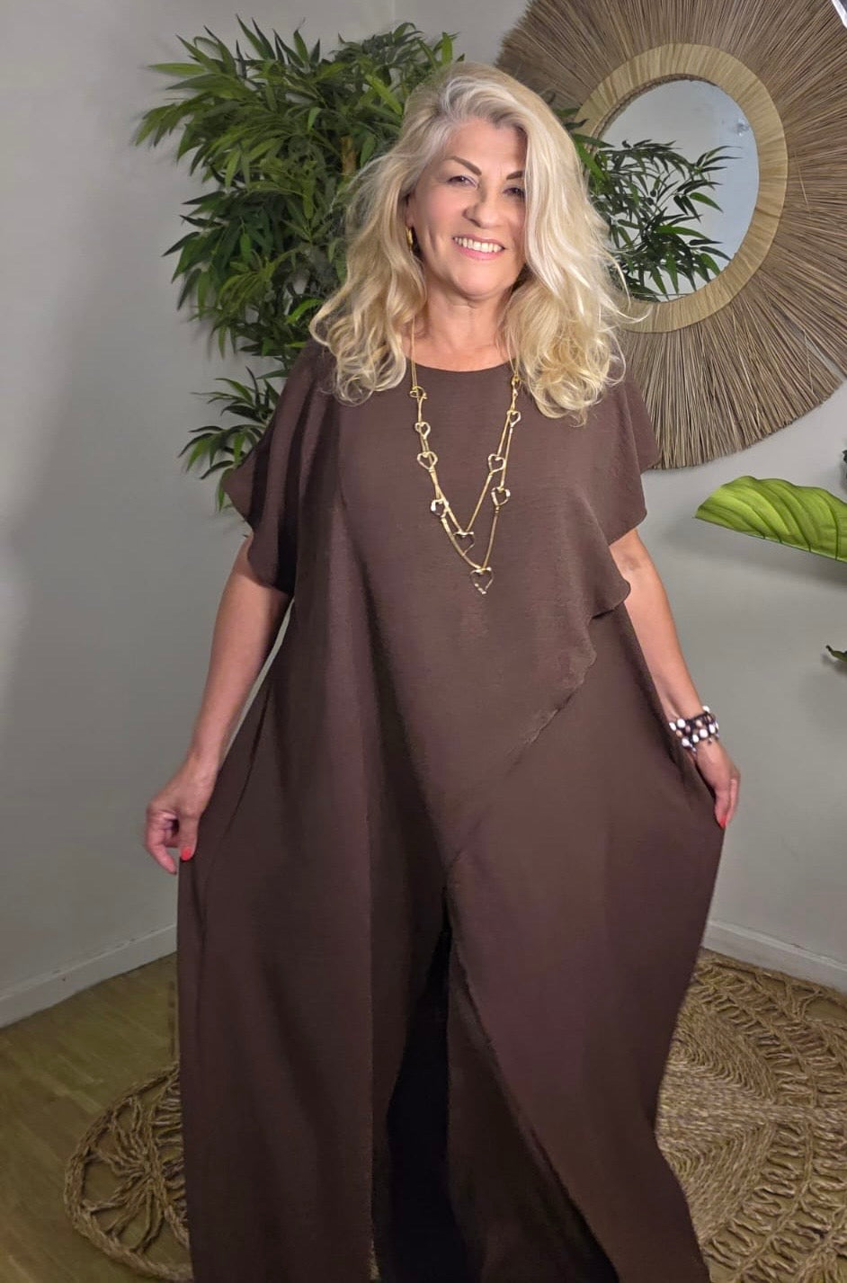 Isla Two Piece Set   Brown