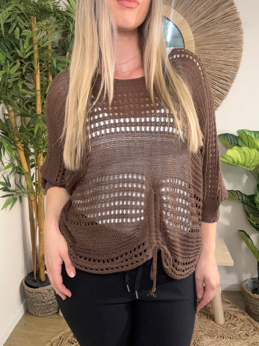 Side Tie Shrug   Brown