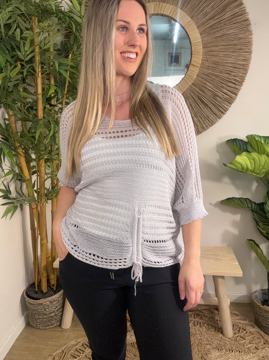 Side Tie Shrug  Grey