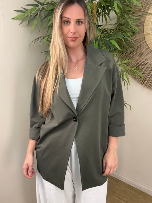 Solo Button Jacket khaki