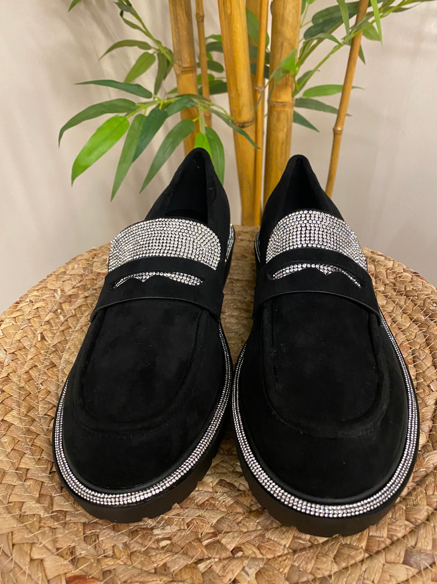 Black sparkle loafer