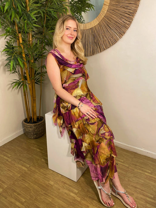 Elle Pattern Maxi Dress Purple