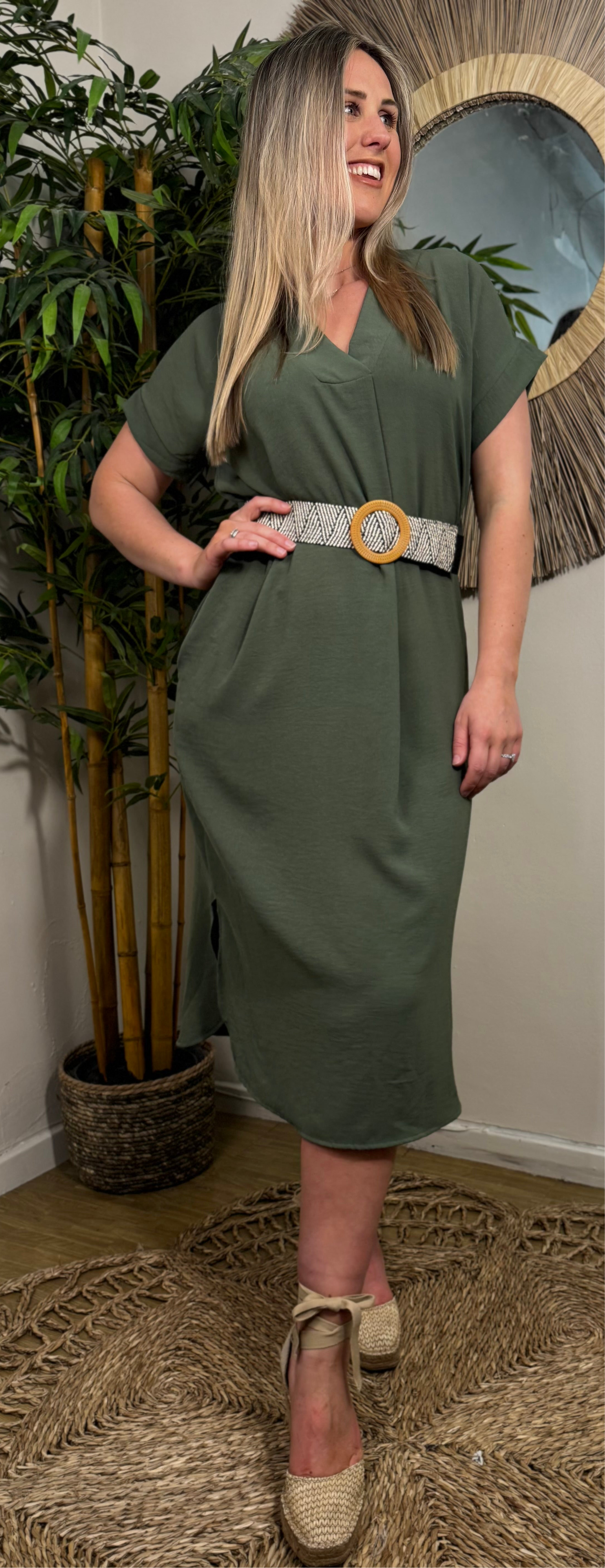 Olive Belted Dress
