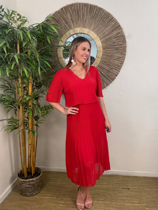 Red Plisse Dress XXXL