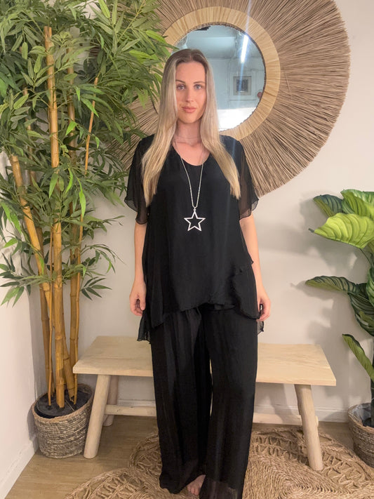 Danielle Silky Trousers  Black