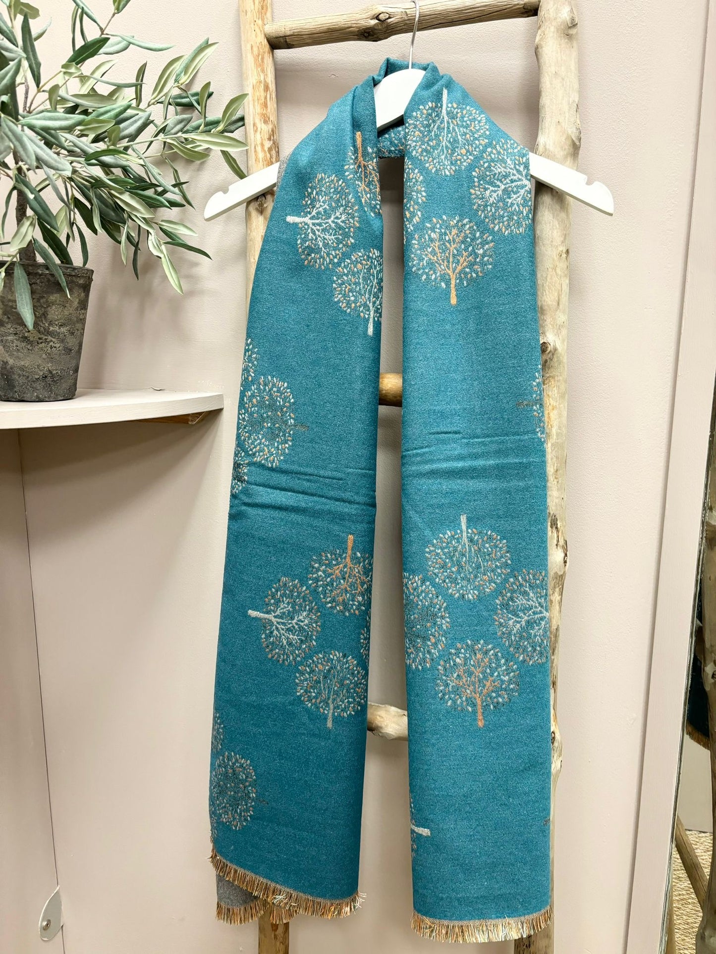 Seasonal Scarf Teal  Trees